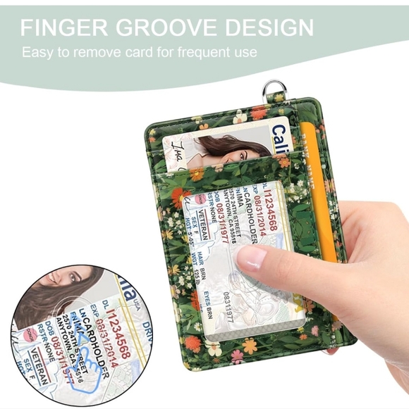 Floral Cat Wallet with Card Slots - Picture 5 of 7